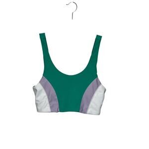 Wilo Sports Bra Size Large Green Purple Colorblock Scoop Neck Athletic Workout